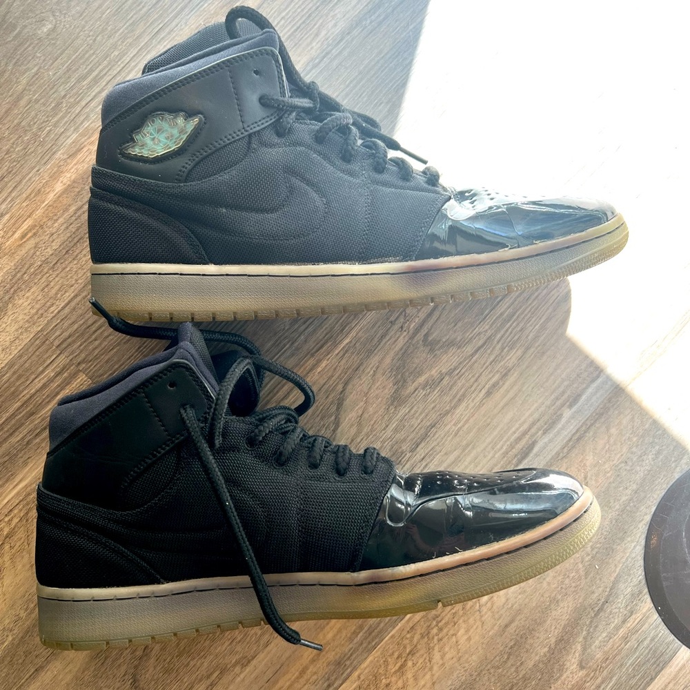 Jordan I - mid - black on black - patent toe - size 13